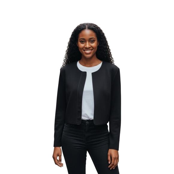 Narciso Rodriguez For Design Nation Women's Snap Button Black Crop Blazer Large - Picture 1 of 7
